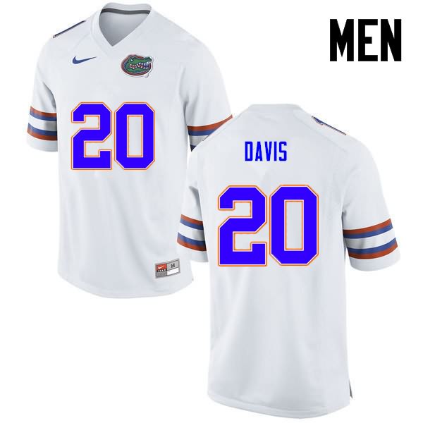 NCAA Florida Gators Malik Davis Men's #20 Nike White Stitched Authentic College Football Jersey VBD8564IT